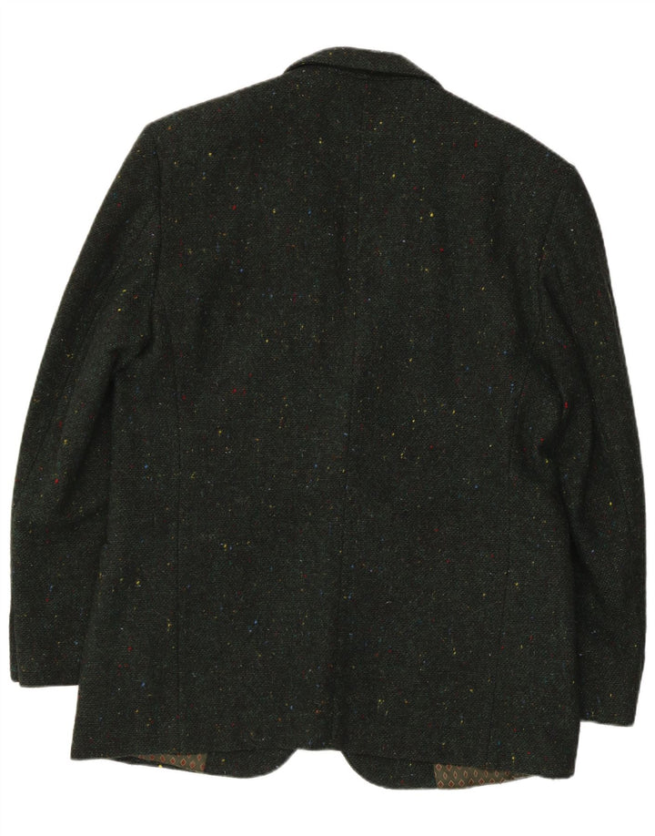 Benetton Herren-Blazer mit 2 Knöpfen, IT 50, große grün gefleckte Wolle