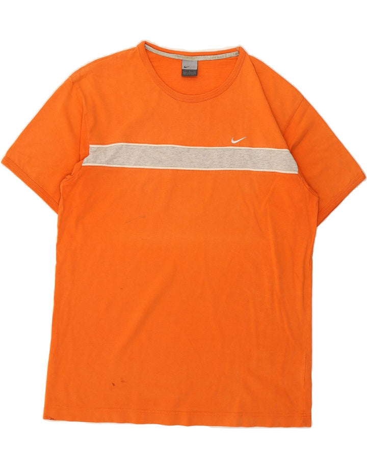 NIKE Mens T-Shirt Top Large Orange Colourblock Cotton Vintage Nike and Second-Hand Nike from Messina Hembry 