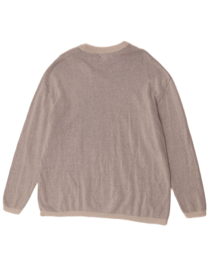Zara Herren-Pullover mit grafischem U-Boot-Ausschnitt, mittelgraue Baumwolle