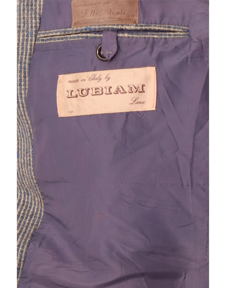 LUBIAM Herren-Blazer mit 3 Knöpfen, UK 38, mittelblau kariert