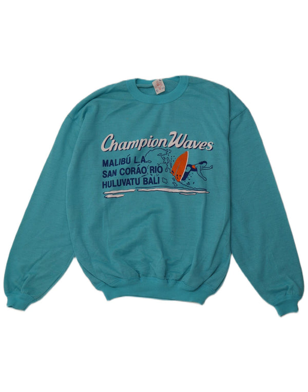 VINTAGE Herren Grafik Sweatshirt Pullover XL Blaue Baumwolle