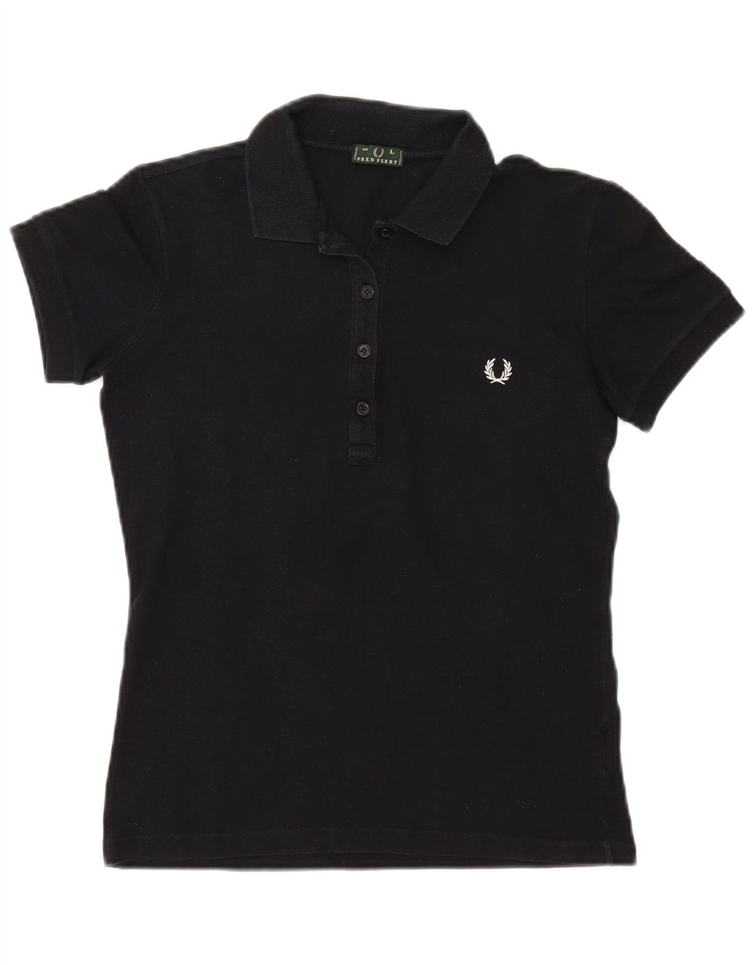 FRED PERRY Damen Poloshirt UK 16 Große schwarze Baumwolle