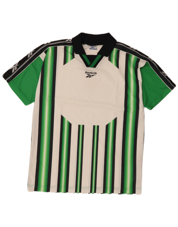 Reebok Herren-Poloshirt mit Grafik, groß, grün gestreift, Polyester