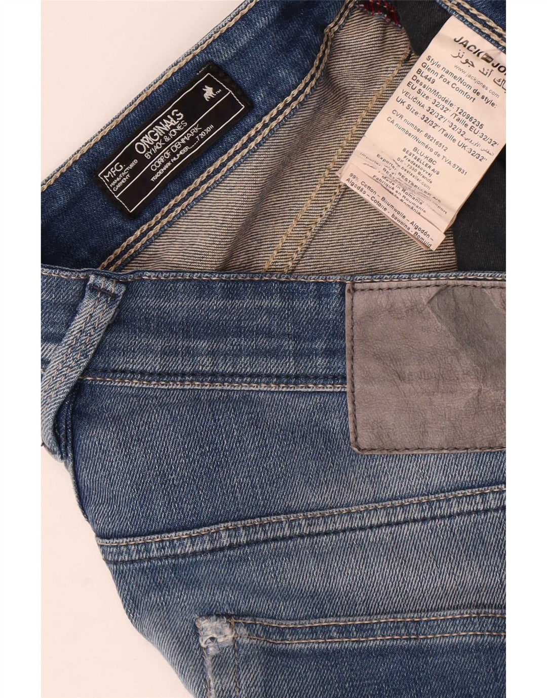 Jack & Jones Herren Slim Jeans W32 L32 Blaue Baumwolle