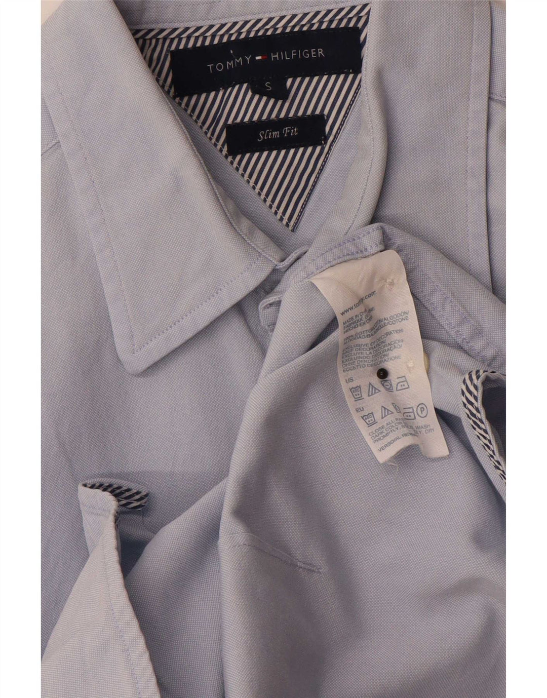 Tommy Hilfiger Herren-Slim-Fit-Hemd, klein, aus blauer Baumwolle