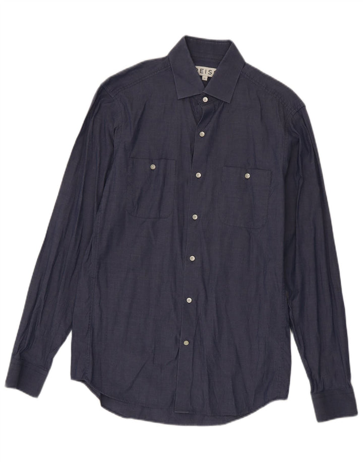 Reiss Herren-Hemd, klein, marineblau, Baumwolle