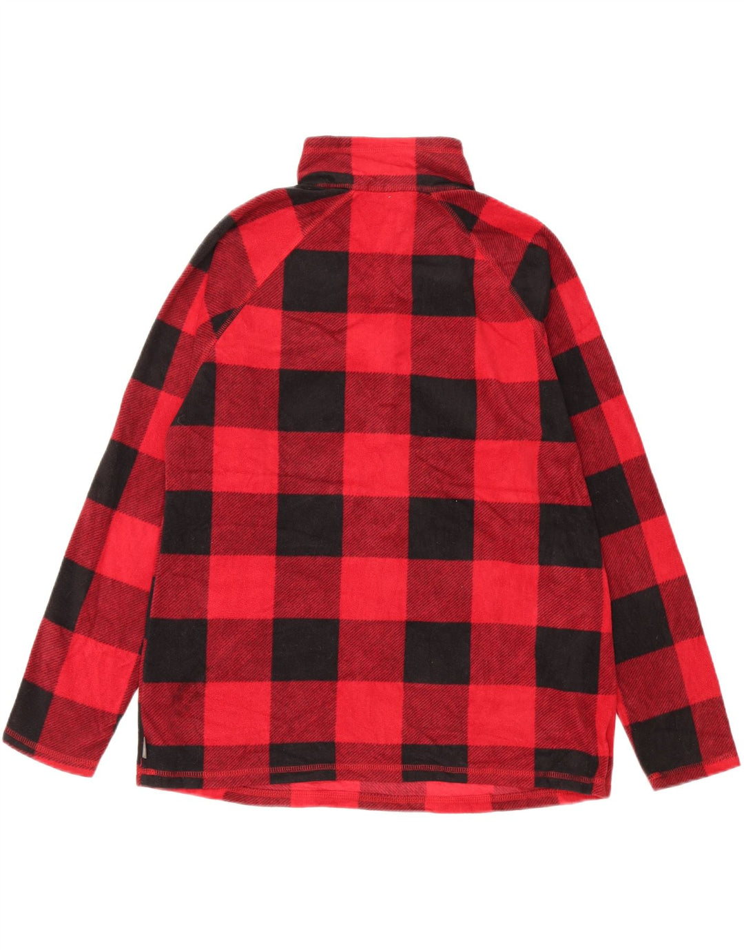 EDDIE BAUER Damen-Fleecepullover mit Reißverschluss am Hals, UK 16, großes rotes Karomuster, Polyester