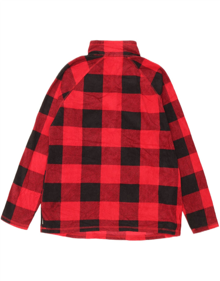 EDDIE BAUER Damen-Fleecepullover mit Reißverschluss am Hals, UK 16, großes rotes Karomuster, Polyester