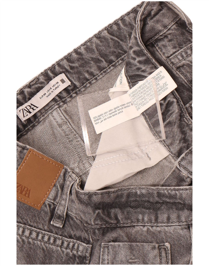 Zara Damen-Cropped-Jeans, EU 40, mittelgroß, W30, L25, graue Baumwolle
