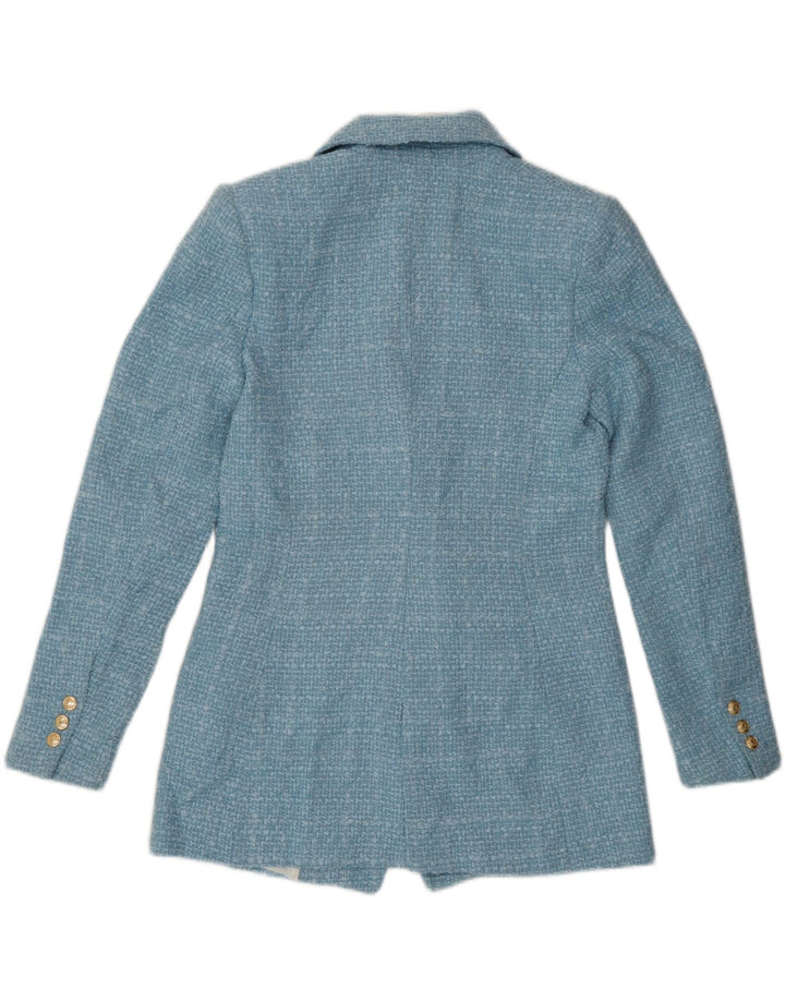 Zweireihiger Blazer für Damen von Zara, UK 14, Mittelblau kariert, Polyester