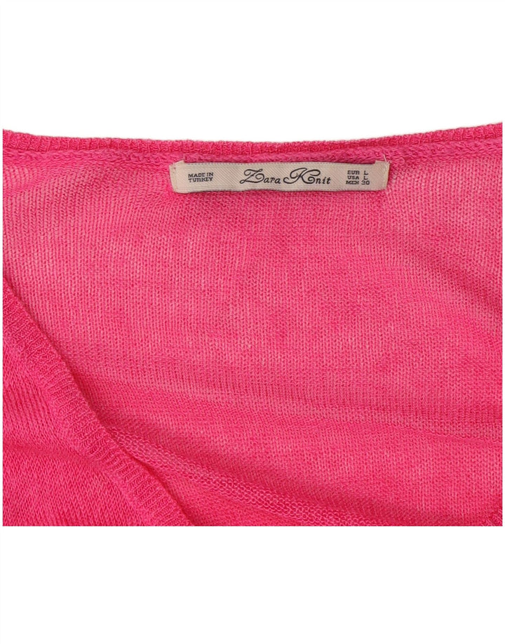Zara Damen-Pullover mit V-Ausschnitt, Gr. 16, Rosa