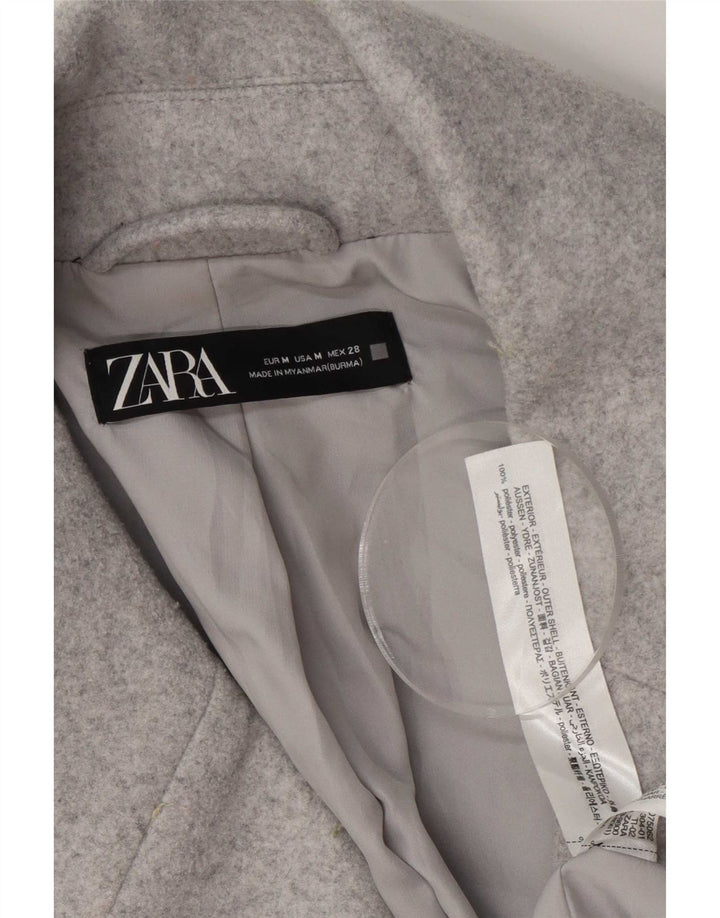 Zara Womens 3/4 Sleeve Oversized Overcoat UK 14 Mittelgraues Polyester