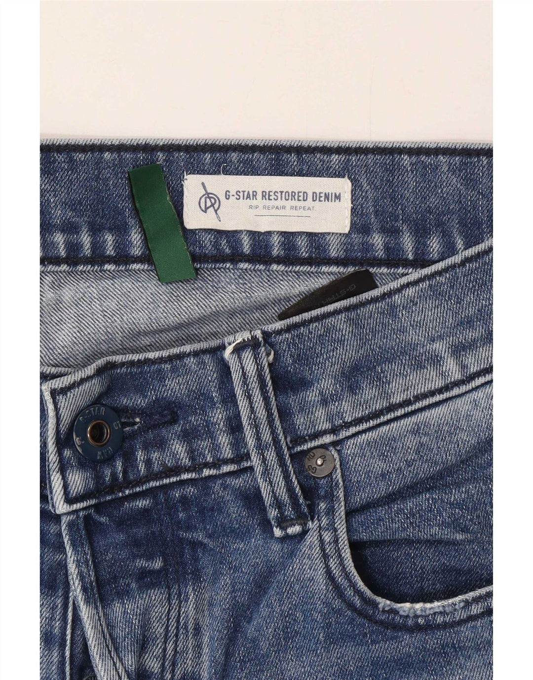 G-Star Herren 3301 Distressed Slim Jeans W33 L32 Blaue Baumwolle