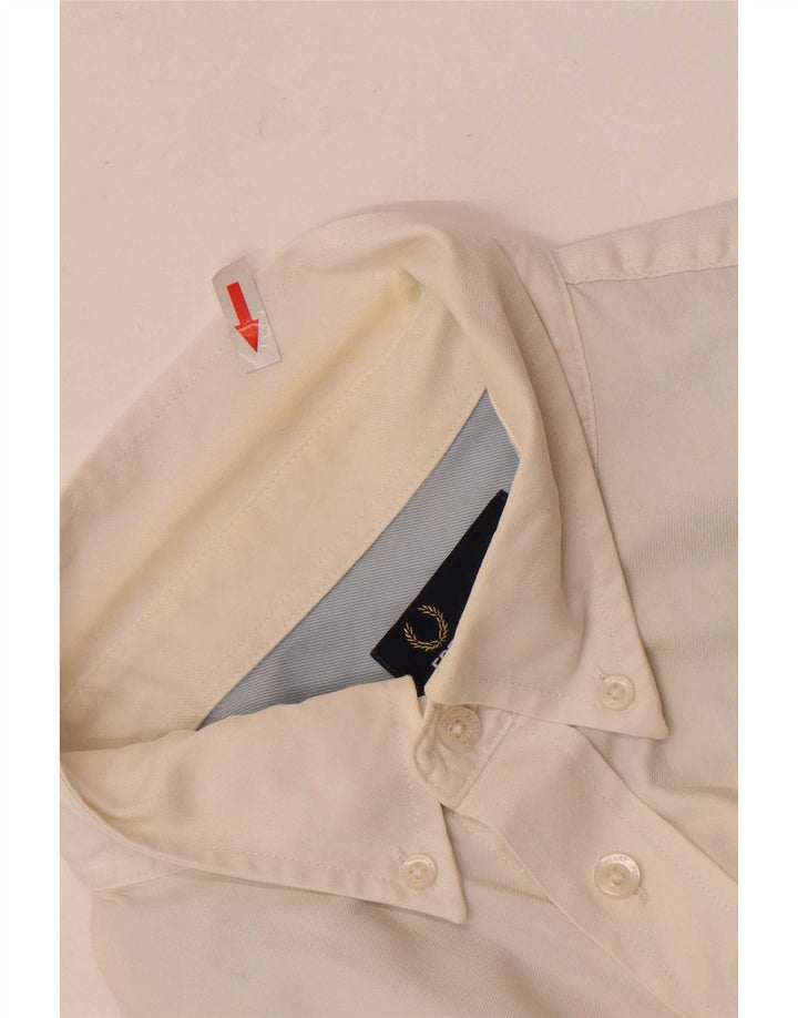 Fred Perry Herren-Kurzarmhemd XL aus weißer Baumwolle