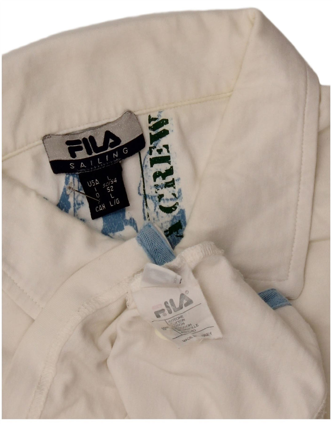 Fila Herren-Poloshirt mit Grafik, groß, weiße Colourblock-Baumwolle