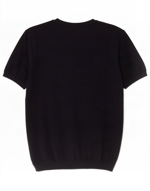 Zara Mens Short Sleeve Crew Neck Jumper Sweater Medium Navy Blue