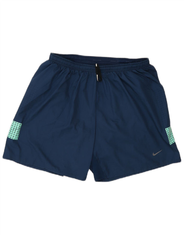 Nike Herren-Sportshorts mit normaler Passform, mittelblau, Farbblock-Polyester, Sport
