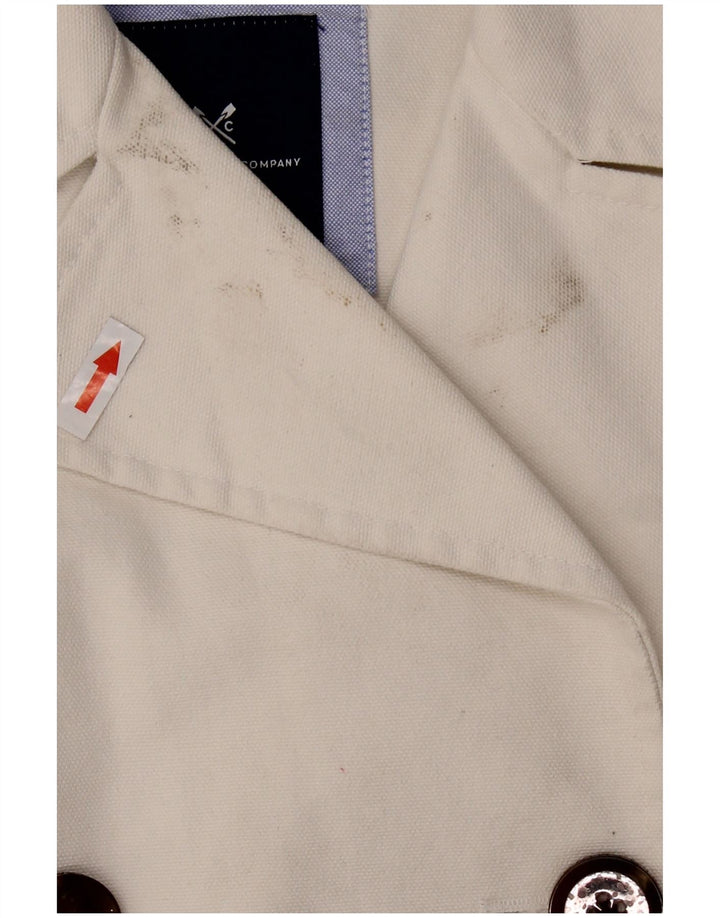 CREW CLOTHING Damen Pea Coat UK 16 Large Weiße Baumwolle