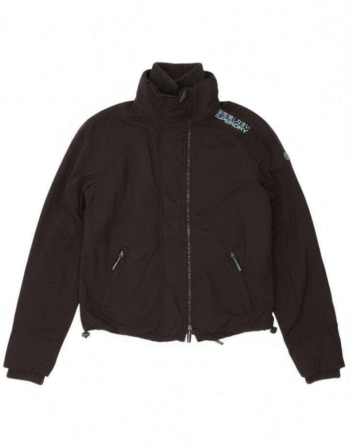 Superdry Damen Graphic Regenjacke UK 14 Mittelschwarzes Nylon