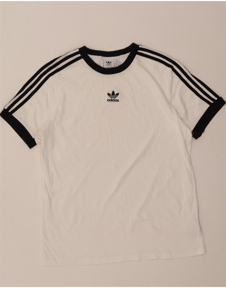 Adidas Damen T-Shirt Top UK 12 Mittelweiße Baumwolle