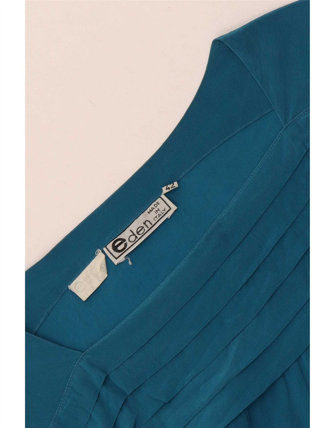 Vintage Damen LangarmBluse Top IT 42 Mittelblaue Seide