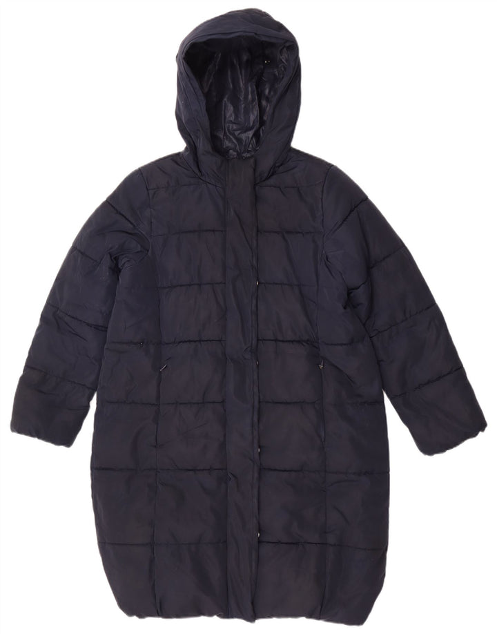 Marks & Spencer Wattierter Mantel für Mädchen mit Kapuze, 11–12 Jahre, Marineblau, Polyester