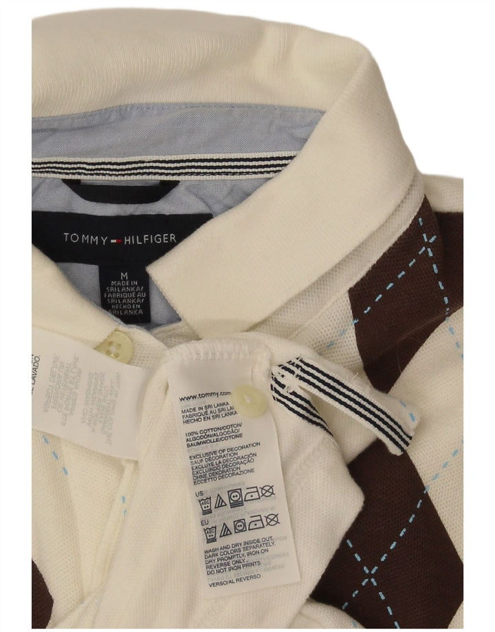 Tommy Hilfiger Herren-Poloshirt, mittelweiße Argyle-/Diamant-Baumwolle