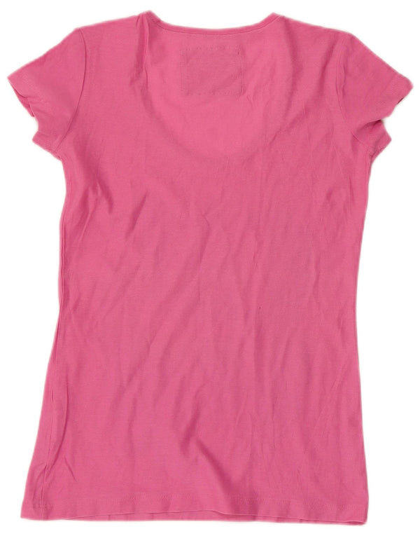 CALVIN KLEIN JEANS Damen Grafik T-Shirt Top UK 10 Small Rosa Baumwolle