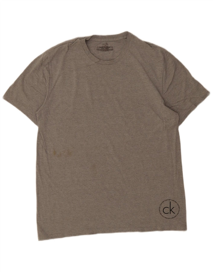 Calvin Klein Herren T-Shirt Top Large Grau Baumwolle