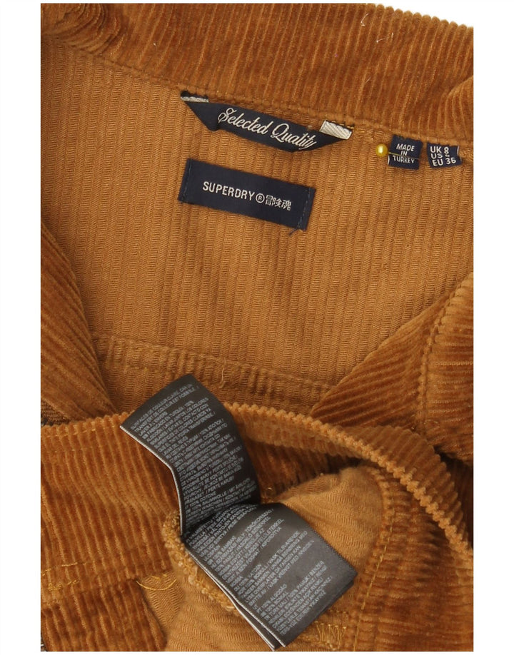 Superdry Damen Crop Cordjacke UK 8 Small Braun Baumwolle
