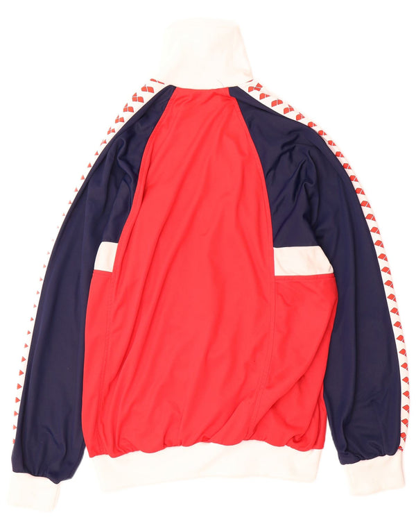 Arena Mens Graphic Tracksuit Top Jacket Medium Red Colourblock Polyamide