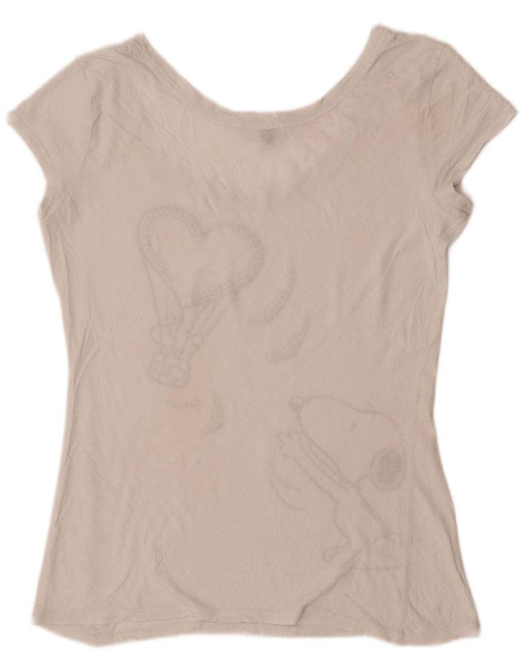 Benetton Womens Peanuts Graphic T-Shirt Top UK 12 Medium Weiß