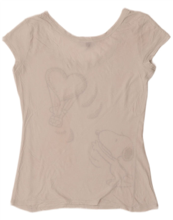 Benetton Womens Peanuts Graphic T-Shirt Top UK 12 Medium Weiß