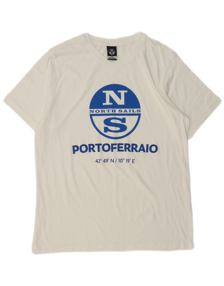North Sails Herren-T-Shirt mit Grafik, Größe L, Weiß