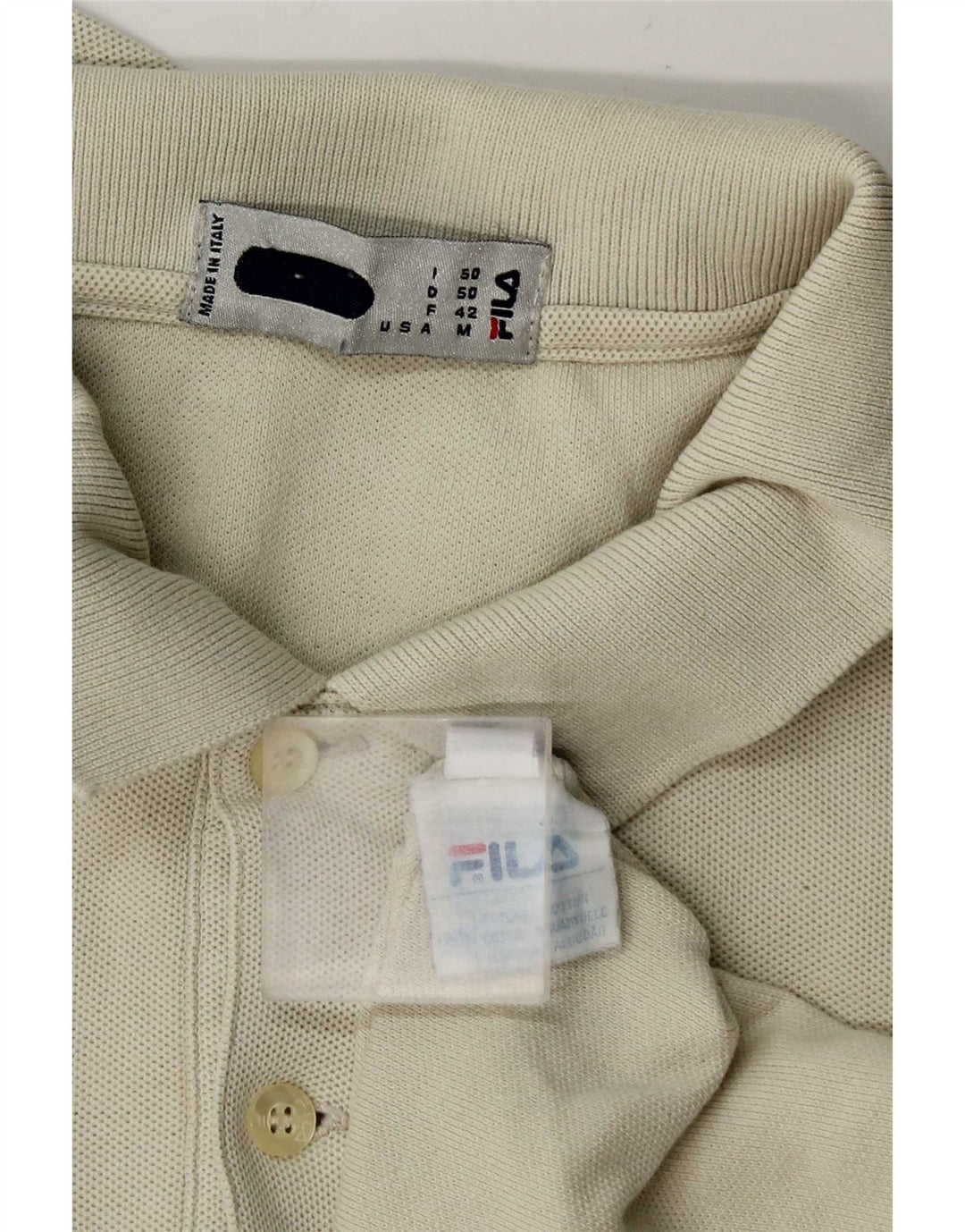 Fila Herren Langarm-Poloshirt IT 50 Medium Off White Baumwolle