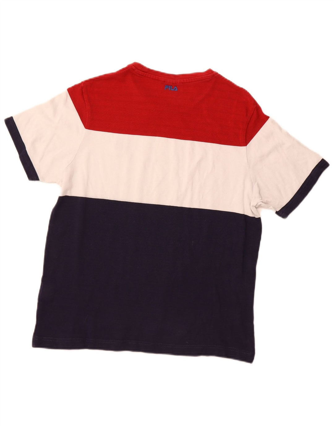 FILA Damen T-Shirt Top UK 14 Medium Mehrfarbige Colourblock-Baumwolle