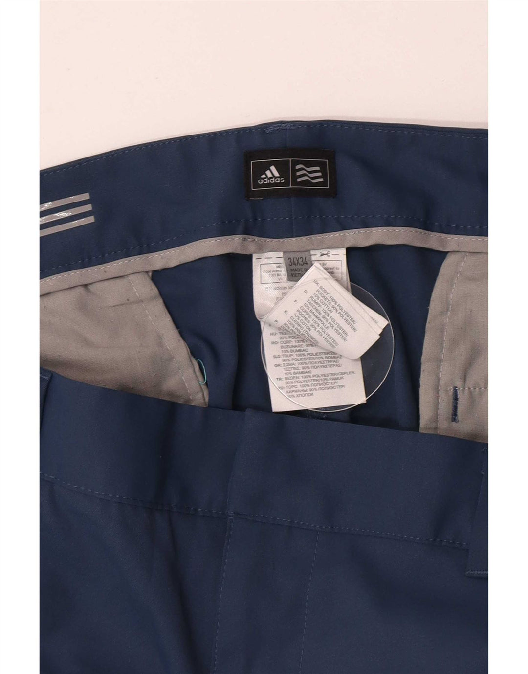 Adidas Herren Straight Chino Hose W34 L34 Blaues Polyester