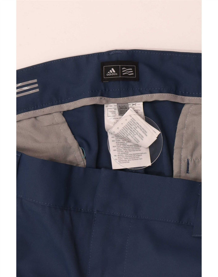 Adidas Herren Straight Chino Hose W34 L34 Blaues Polyester