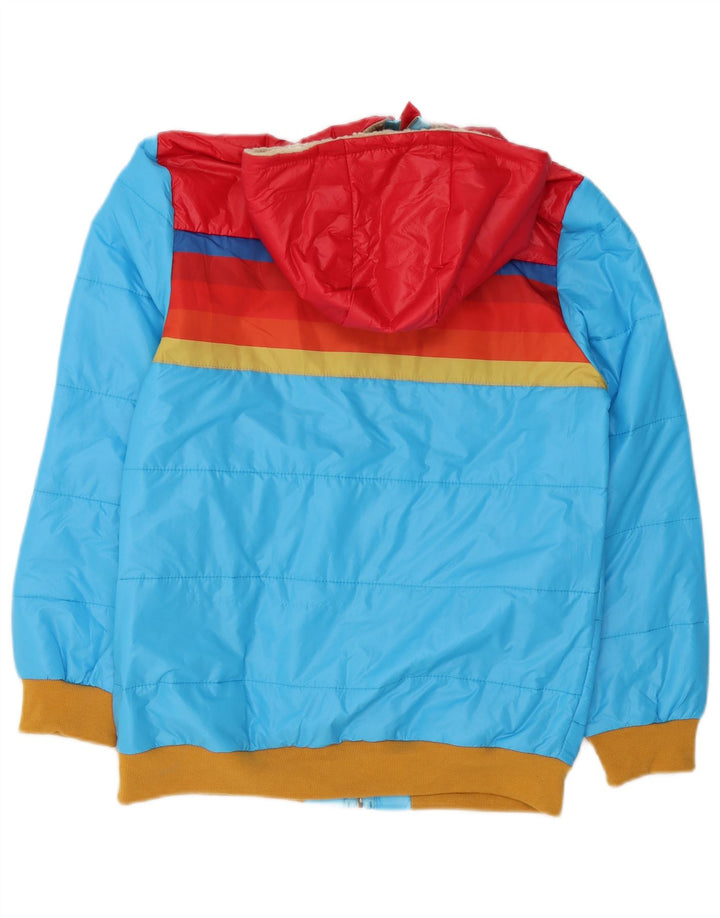 Vintage Damen-Windbreakerjacke mit Kapuze, UK 14, mittelblau, Farbblock