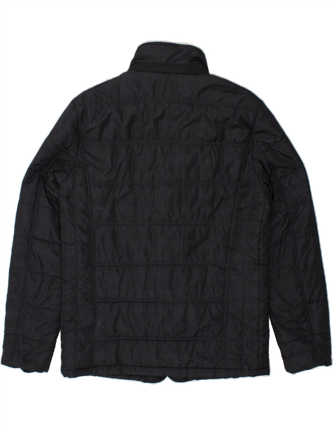 WAMPUM Mens Slim Padded Jacket UK 42 XL Navy Blue Check Polyester Vintage Wampum and Second-Hand Wampum from Messina Hembry 