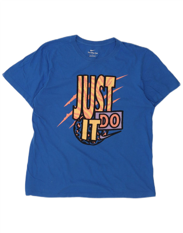 Nike Herren-T-Shirt mit Grafik, Größe L, aus blauer Baumwolle