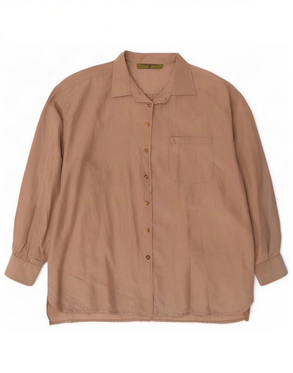 Vintage Damen Longline-Oversize-Hemd IT 44 Mittelbeige
