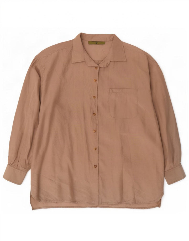 Vintage Damen Longline-Oversize-Hemd IT 44 Mittelbeige