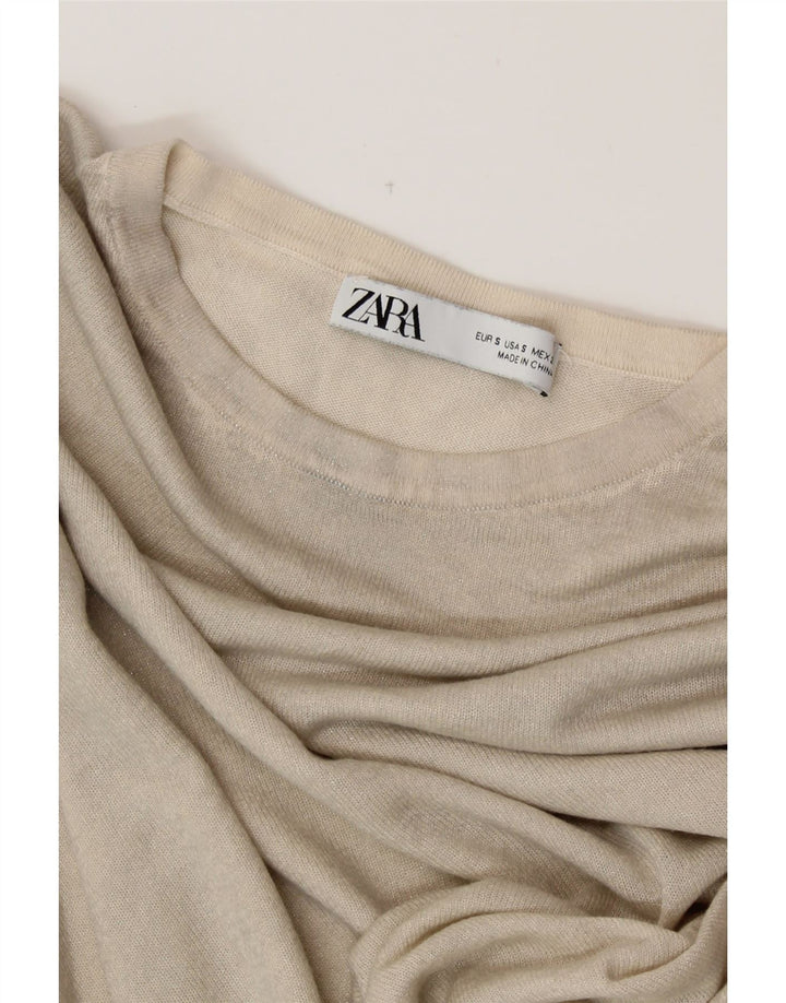 ZARA Damen Übergroßes T-Shirt Top UK 10 Small Off White