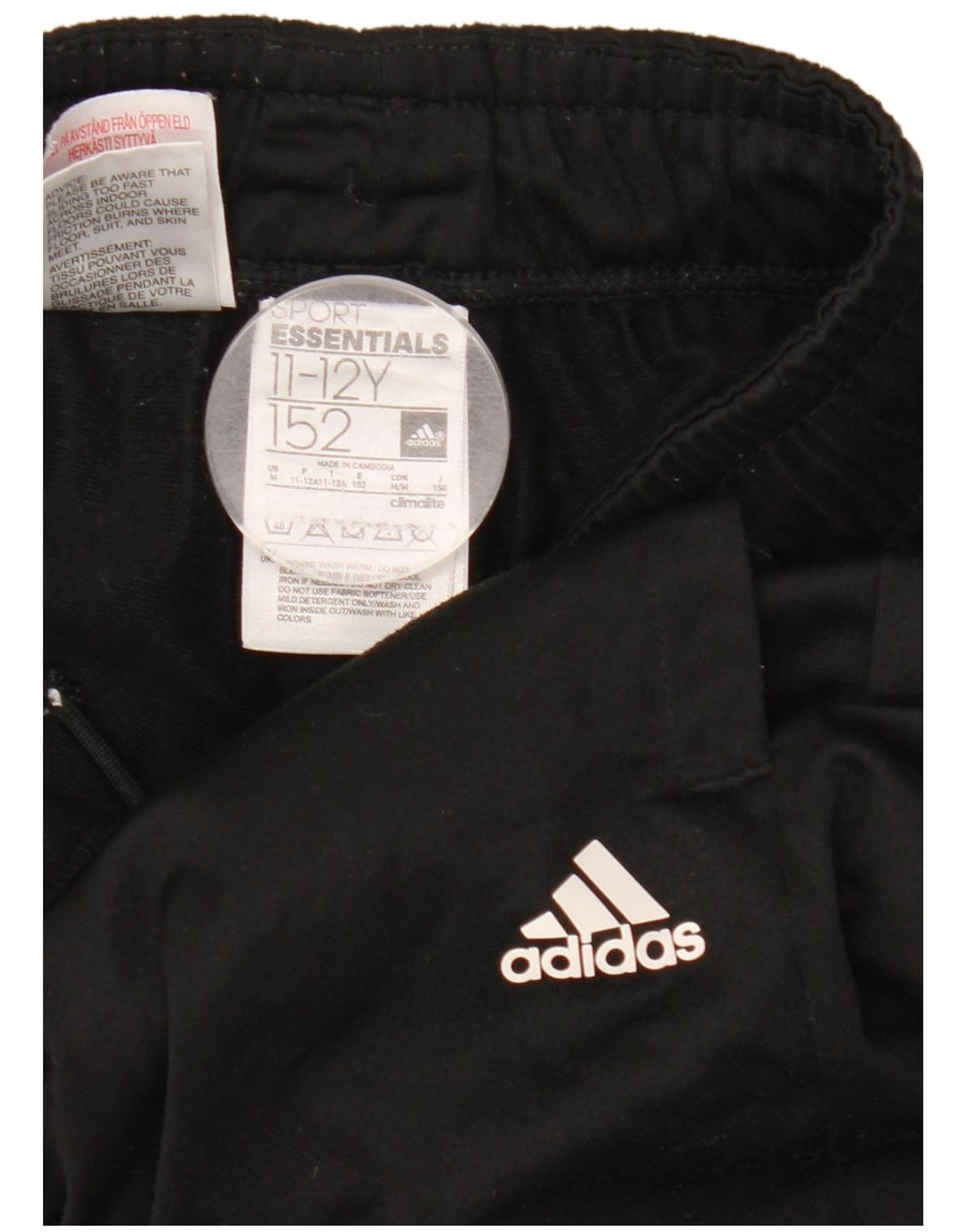 Adidas Jungen-Trainingshose, Jogginghose, 11–12 Jahre, schwarzes Polyester