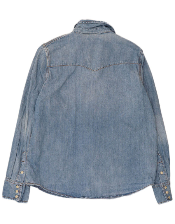 J. Crew Damen Jeanshemd US 12 Large Blaue Baumwolle