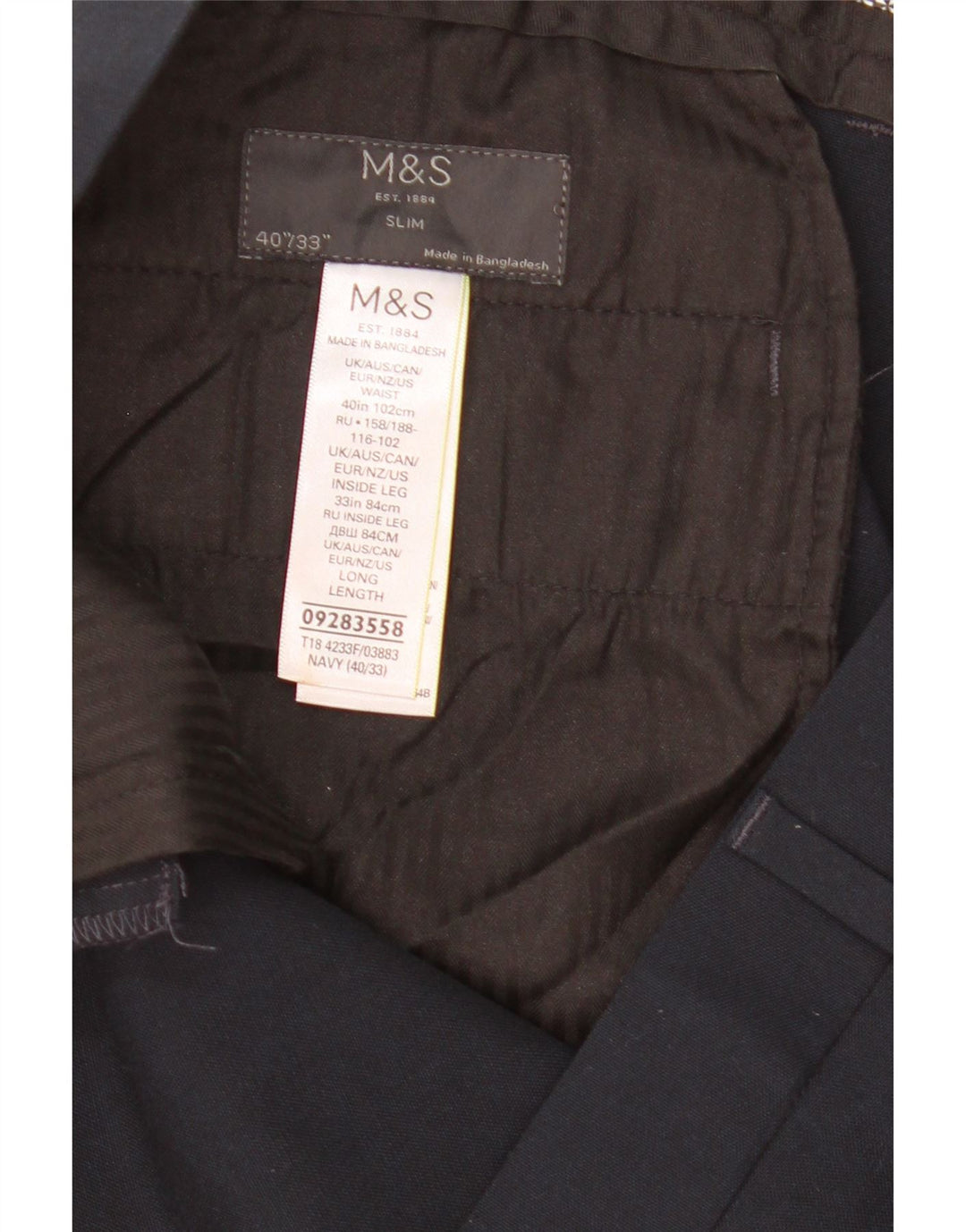 Marks & Spencer Slim Chino-Hose für Herren, W40 L33, Marineblau, Polyester