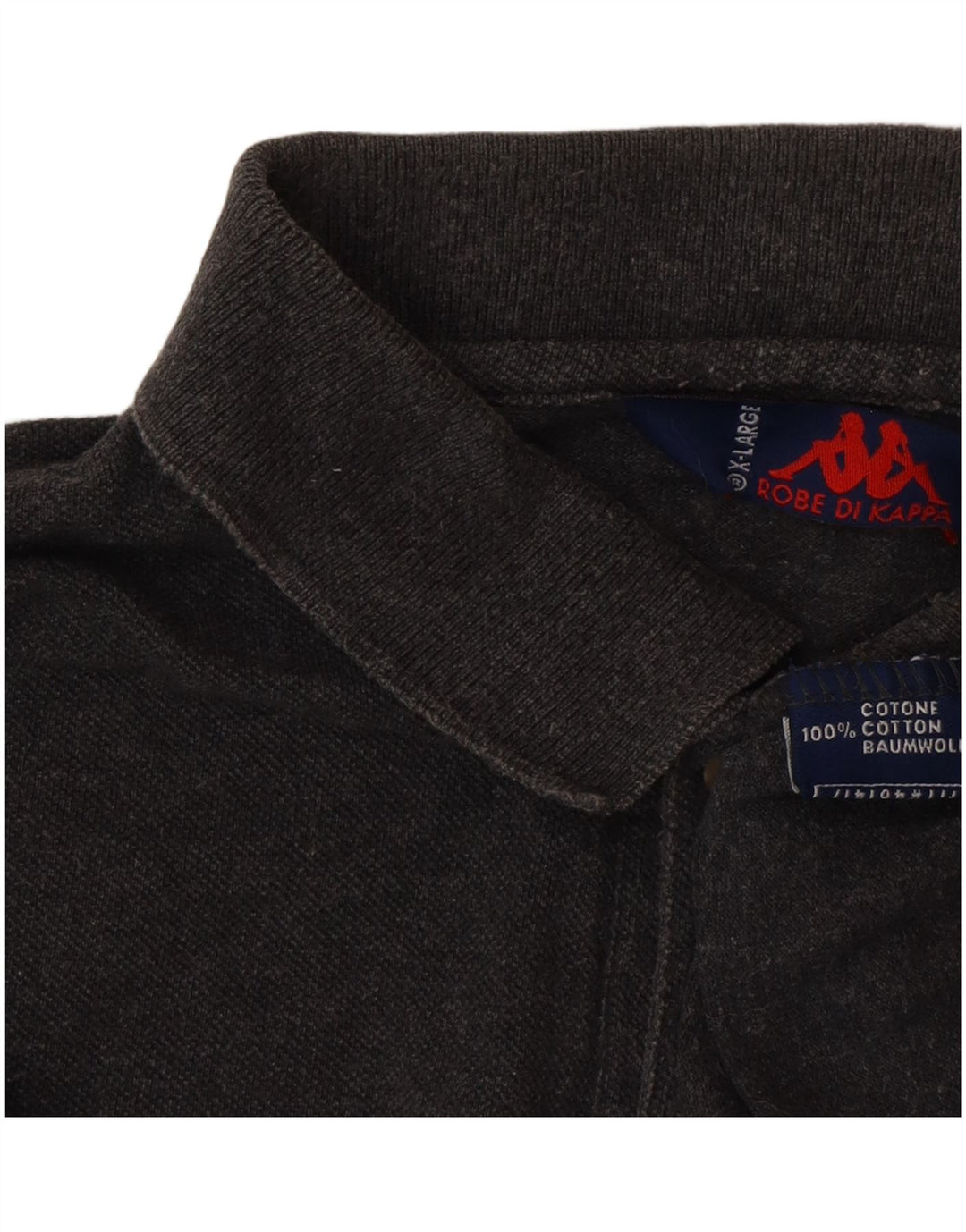 Kappa Herren Langarm-Poloshirt XL Grau Baumwolle