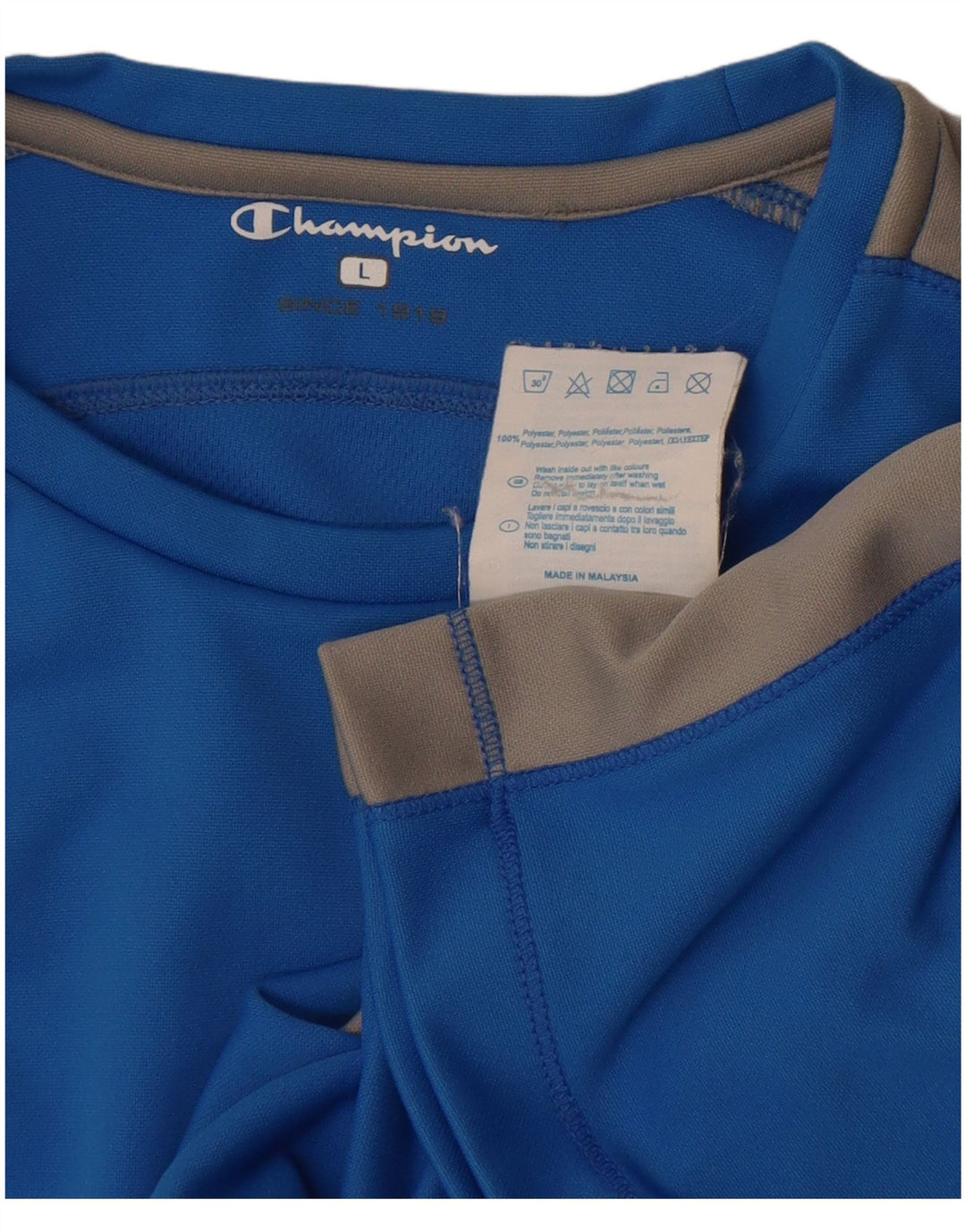 Champion Damen T-Shirt Top UK 14 Large Blau Colourblock Polyester