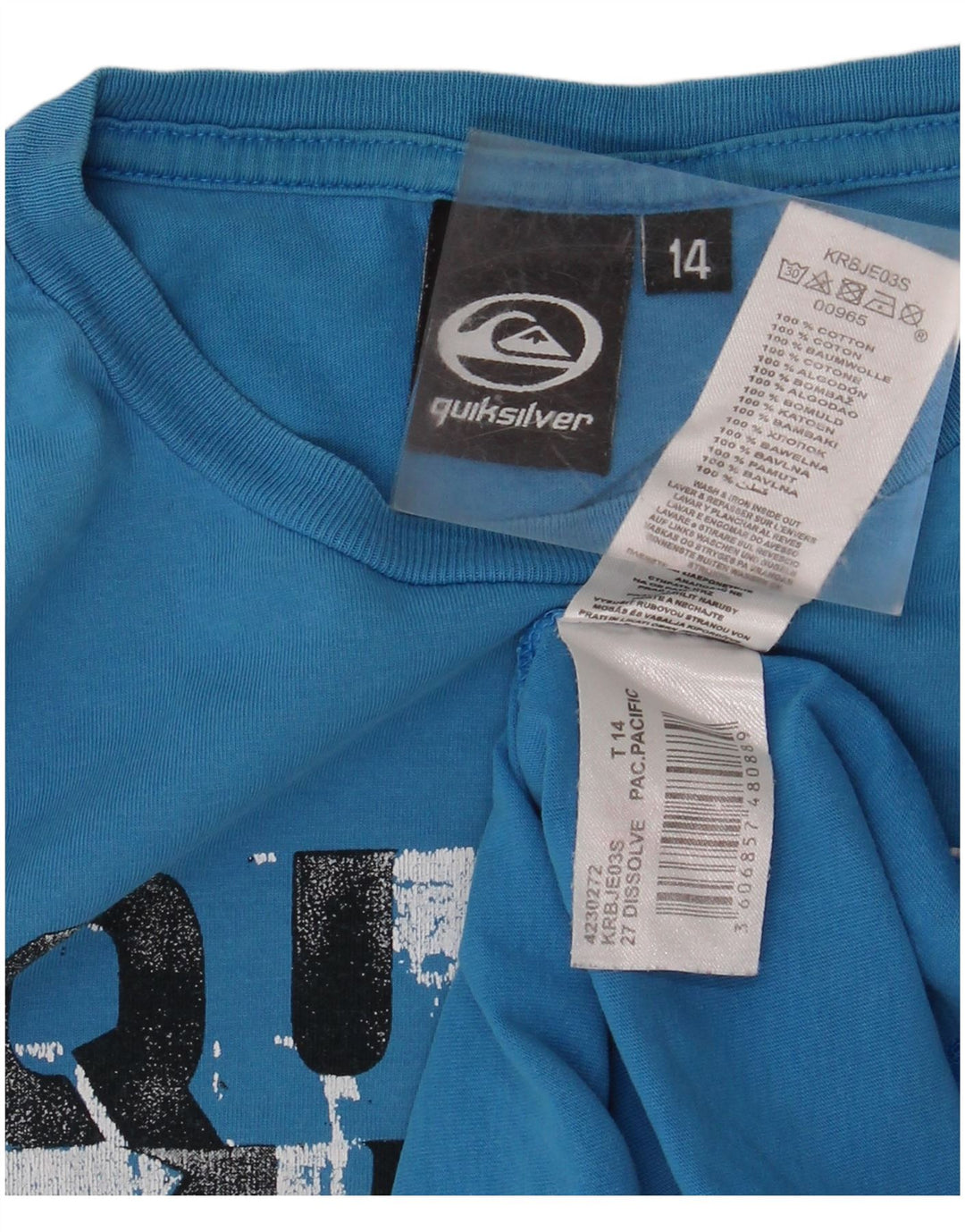 QUIKSILVER Grafik-T-Shirt für Jungen, 13–14 Jahre, blaue Baumwolle